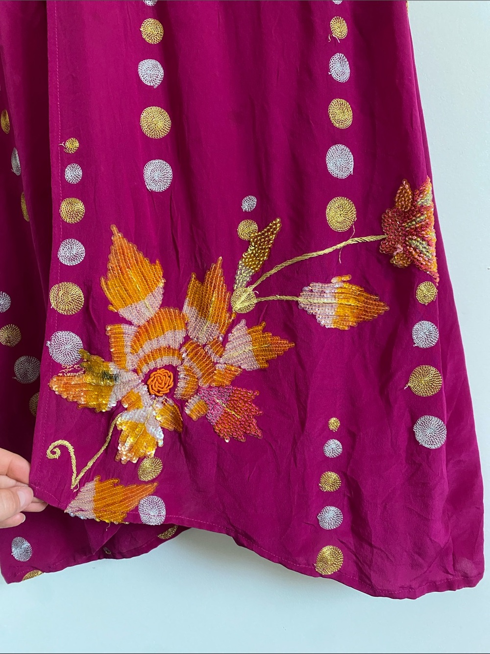 Sun Child Silk Embellished Maxi Kimono Duster | Free Size - Picture 7 of 12